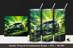 Green Car Illustration Tumbler Wrap Sublimation Design 1 Product Image 1