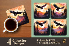 Eagle Soaring Over Mountain Coaster Sublimation Design Product Image 1