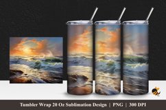 Big Waves Tumbler Wrap Sublimation Design 1 Product Image 1