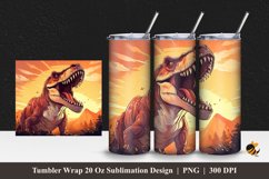 Roaring Tyranosaurus Tumbler Wrap Sublimation Design 1 Product Image 1