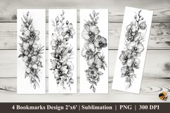 Floral Orchid Bookmarks Sublimation Design Product Image 1