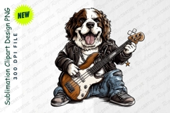Dog Playing Bass Guitar Clipart Png Product Image 1