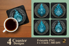Light Blue Fire Circle Coaster Sublimation Design Product Image 1