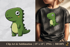 Cute Green Dinosaur DTF Sublimation Clipart Design 1 Product Image 1