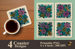 Serene Bloom Coaster Sublimation Design Product Image 1