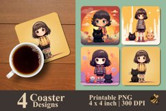 Cute Little Girl Coaster Sublimation Designs Product Image 1