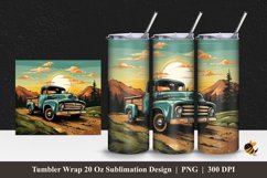 Vintage Truck Tumbler Wrap Sublimation Design 1 Product Image 1