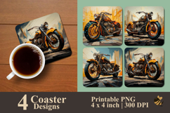 Large Motorcycle Coaster Sublimation Design Product Image 1