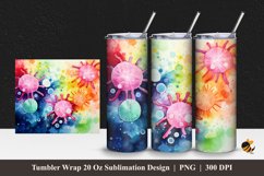 Watercolor Bacteria Tumbler Wrap Sublimation Design 1 Product Image 1