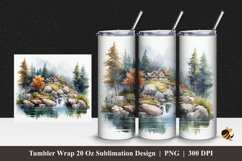 Forest Palace Tumbler Wrap Sublimation Design 1 Product Image 1