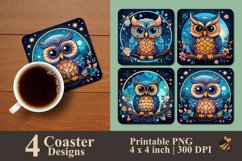 Cute Blue Owl Coaster Sublimation Designs Product Image 1
