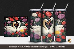 Swans Flower Tumbler Wrap Sublimation Design 1 Product Image 1