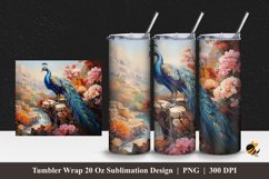 Flower Peacock Tumbler Wrap Sublimation Design 1 Product Image 1