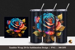 Rose Neon Tumbler Wrap Sublimation Design 1 Product Image 1