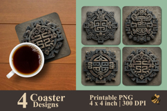 Aztec Rock Art Coaster Sublimation Design Product Image 1