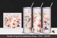 Pink Pale Flower Tumbler Wrap Sublimation Design 1 Product Image 1