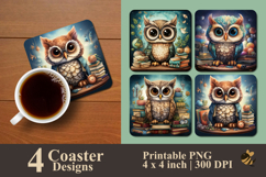 Owl Teacher Universe Coaster Sublimation Design Product Image 1