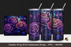 Dark Purple Rose Tumbler Wrap Sublimation Design 1 Product Image 1