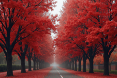 Vibrant Red Leafed Trees Background Wallpaper Product Image 1