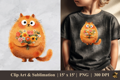 Cute Cat And Flower DTF Sublimation Clipart Design 1 Product Image 1