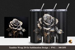 Black Rose Splash Tumbler Wrap Sublimation Design 1 Product Image 1