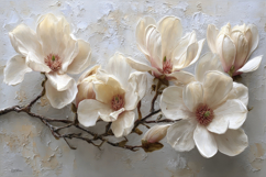 White Magnolia Blossoms Background Product Image 1