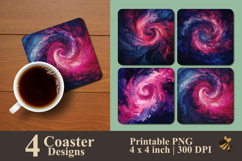 Bohemian Ink Spiral Coaster Sublimation Design Product Image 1