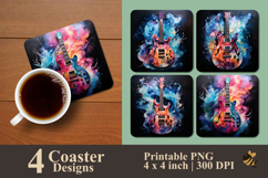 Cool Guitar With Effect Coaster Sublimation Design Product Image 1