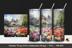 Watercolor City Garden Tumbler Wrap Sublimation Design 1 Product Image 1