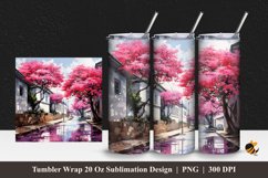 Sakura And Street Tumbler Wrap Sublimation Design 1 Product Image 1