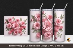 3D Beauty Rose Tumbler Wrap Sublimation Design 1 Product Image 1