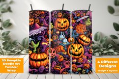 3D Halloween Doodle Art Tumbler Wrap Design Product Image 1