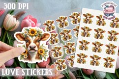 Spring sticker Cute animal with flowers Love PNG Funny Product Image 1