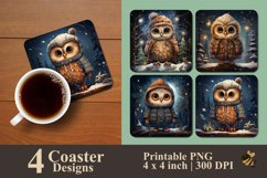 Cute Owl Wearing Jacket Coaster Sublimation Designs Product Image 1