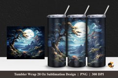 Moon Night Tumbler Wrap Sublimation Design 1 Product Image 1