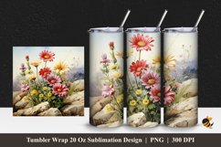 Nature Daisy Tumbler Wrap Sublimation Design 1 Product Image 1