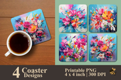 Abstract Textured Floral Coaster Sublimation Design Product Image 1