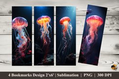 Glowing Jellyfish Bookmarks Sublimation Design Product Image 1