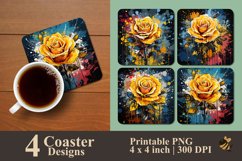 Yellow Art Rose Coaster Sublimation Designs Product Image 1