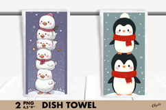 Funny Bird PNG, Christmas Bird Dish Towel Sublimation Product Image 1