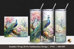 Beautiful Peacock Tumbler Wrap Sublimation Design 1 Product Image 1