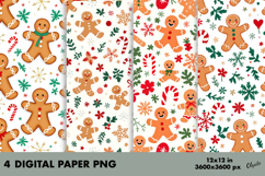 Christmas Digital Paper PNG. Gingerbread Background PNG Product Image 1