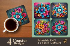 Floral Art Coaster Sublimation Designs Product Image 1