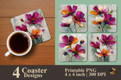 Wild Petal Motion Abstract Flower Coaster Sublimation Design Product Image 1