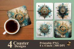 Vintage Compass Coaster Sublimation Designs Product Image 1
