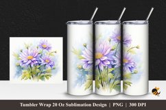 Aster Flower Tumbler Wrap Sublimation Design 1 Product Image 1