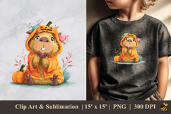 Capybara And Pumpkin Fall DTF Sublimation Clipart Design 1 Product Image 1