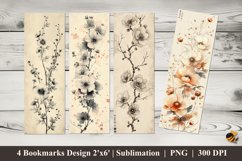 Botanical Line Art Bookmarks Sublimation Design Product Image 1
