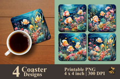 Tropical Fish Parade Coaster Sublimation Design Product Image 1