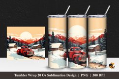 Winter Truck Tumbler Wrap Sublimation Design 1 Product Image 1